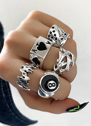 Унисекс набор каблуков 5 шт кольца кольца кольца в стиле панк рок хип хоп гот