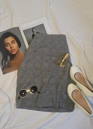 Серая юбка в клетку размера s от esprit