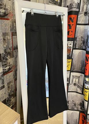 Чорні трендові штани кльош, брюки, shein, s-m
