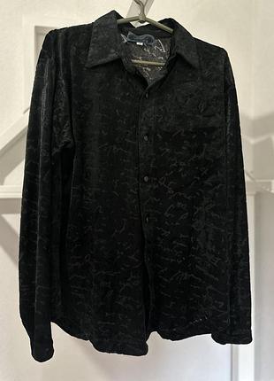 Вінтажна велюрова віскоза сорочка блуза з напівпрозорим елементом driver