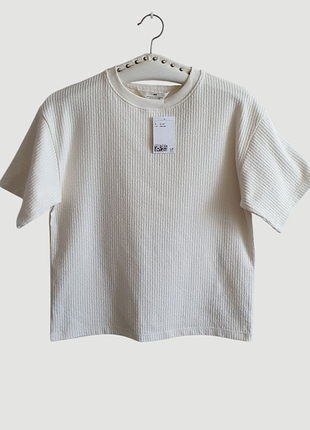 Хлопковая футболка свободного кроя в рубчик 
h&amp;m