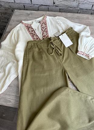 Нові широкі штани з льону zara