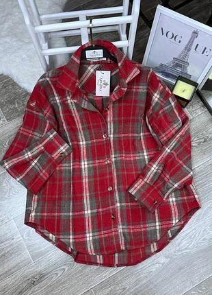 Рубашка в клетку в цветах, турецкая байка