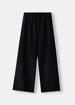 Брюки прямого кроя лен с эластичным поясом