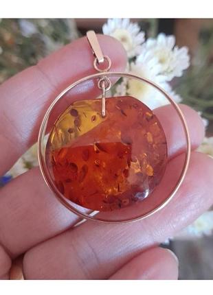 Кулон золото 583 ссср с янтарем советский раритетные подвеска антиквариат