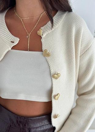 Молочний жіночий кардиган на ґудзиках ♥️✨ жіночий кардиган у олд мані стилі