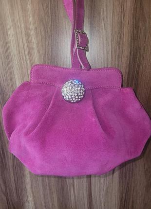 Сумочка клетч из натуральной замши