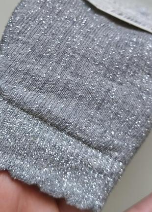 Серые серебристые носки с люрексом на девочку 22 23 24 размер