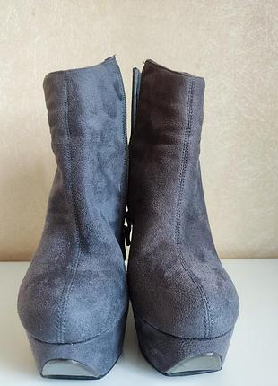 Ботильоны женские серые замшевые на высокой платформе 38 размер стелька 25 см