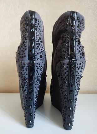 Ботильоны женские серые замшевые на высокой платформе 38 размер стелька 25 см