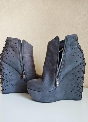 Ботильоны женские серые замшевые на высокой платформе 38 размер стелька 25 см