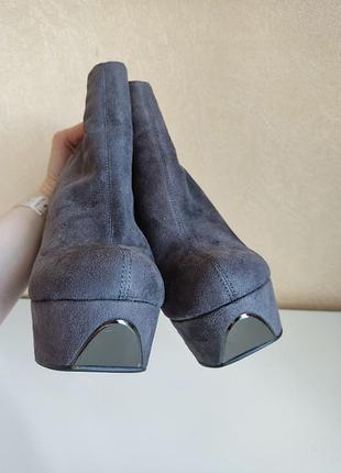 Ботильоны женские серые замшевые на высокой платформе 38 размер стелька 25 см