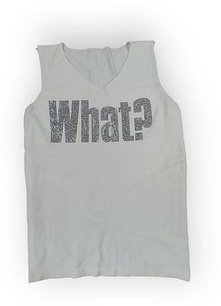 Майка женская белая, размер s, со стразами