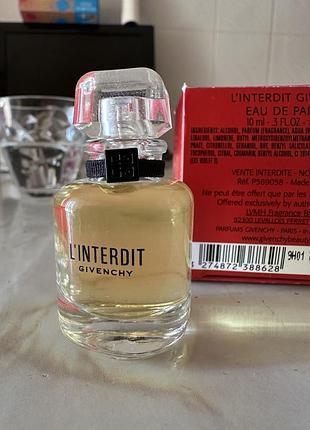 Мініатюра парфумована вода для жінок givenchy l'interdit eau de parfum 10 мл