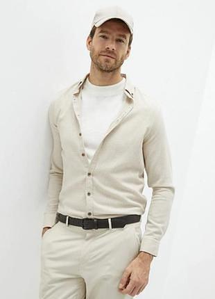 Бежева чоловіча сорочка lc waikiki/лз вайкікі на гудзиках кольору слонової кістки