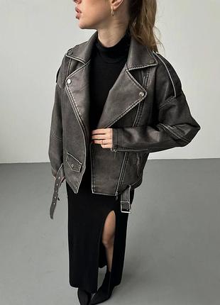 Шкіряна куртка еко шкіра косуха оверсайз