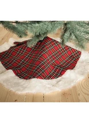 Коврик под елку красный с эко мехом 1м