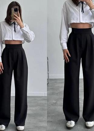 Широкие брюки палаццо с высокой талией на липучке