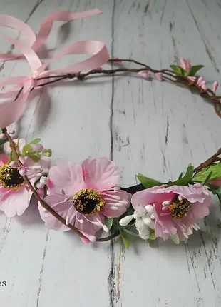 Романтичный розовый венок на голову с цветами венок для волос