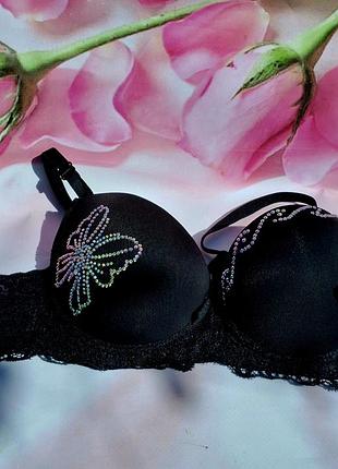 Черный бюстгальтер со стразами