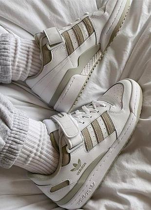Женские кроссовки adidas forum low white green v2