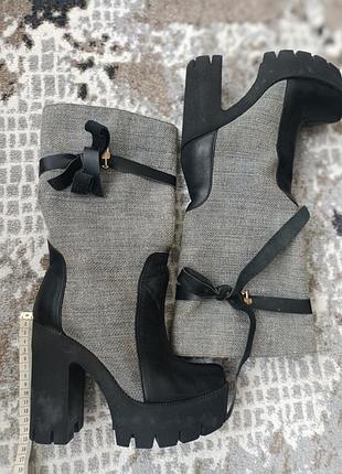 Сапоги кожа + ткань