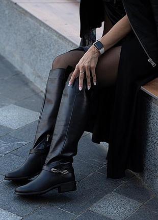 Чоботи натуральна шкіра жіночі чорні демі та зима