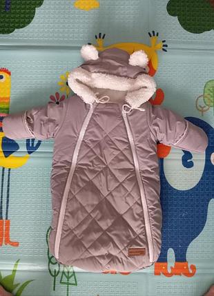 Зимовий конверт на овчині на малюка 0-4 місяці  та шапочка