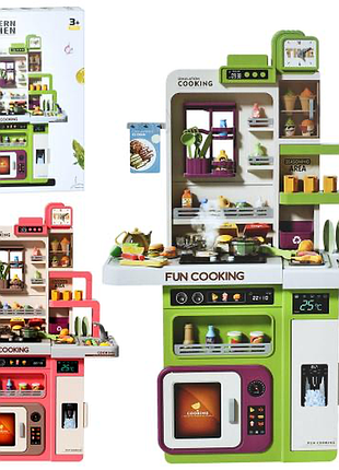 Дитяча інтерактивна кухня на 91 предмет з посудом, продуктами та парою ( 938 a/b ) дитяча кухня з мийкою