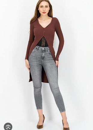 Кардиган у рубчик довгий на гудзиках