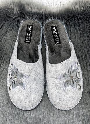 Тапочки женские войлочные для ламината белста светло-серые 8019