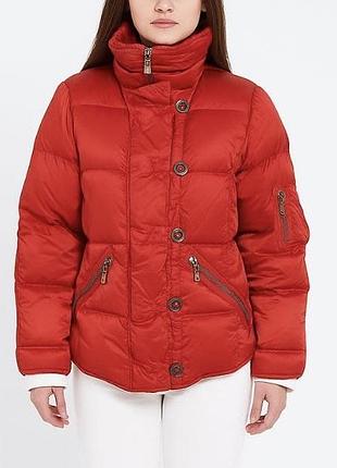 Неймовірний червоний пуховик jet set із захистом від вітру пухова куртка атласна крута яскрава куртка натуральний пух перо
