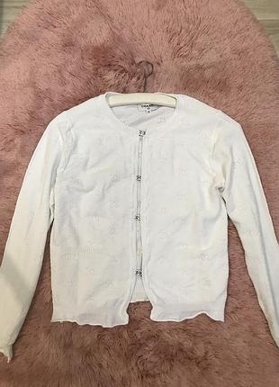 Шикарна білосніжна кофта світер кофтинка блуза chanel р.s