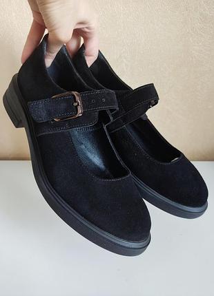 Туфли замшевые женские мэри джейн dixi на небольшой платформе с ремешком сверху 39 размер 25, 5 см стелька