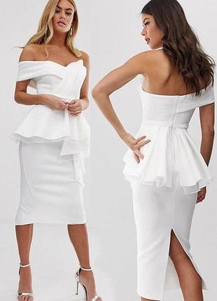 Распродажа cукня asos миди/макси с баской на подкладке из органзы