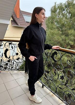 Норма та батал 🔥 вельветовий прогулянковий костюм штани до манжетів та кофта на змійці з кишенями