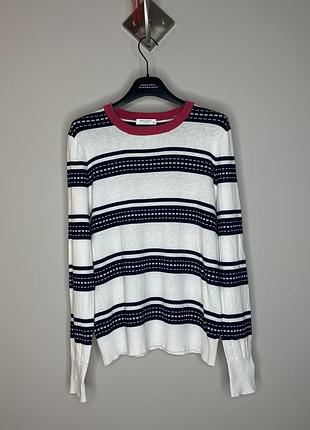 Джемпер светр equipment білий у синю смужку бавовна кашемір s-m
