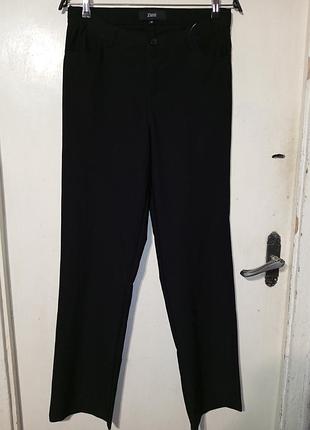 Супер стрейч угольно-черные прямые брюки с карманами на высоком большом размере zizzi