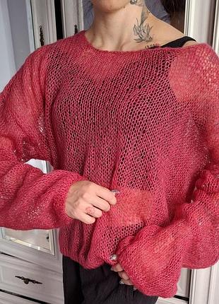 Мохерная кофточка ручной работы паутинка.