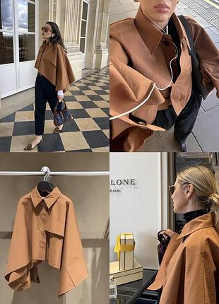 Тренч кейп накидка cos one size коричнева плащ піджак