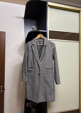 Пальто полупальто женское в клеточку primark классное стильное практичное