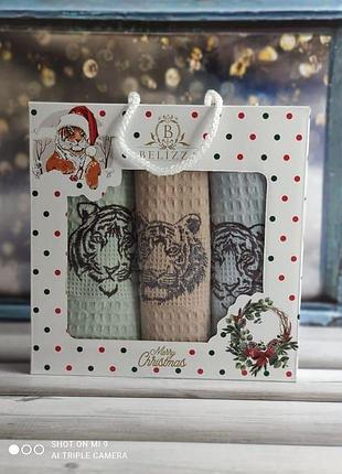 Вафельні кухонні рушники для рук. з вишивкою. 3 штуки, 40-60см. туреччина belizza tiger face 001