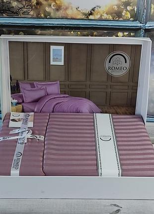 Сатин страйп, евро размера. однотонное в полоску постельное белье. 100% хлопок. romeo туреччина line murdum