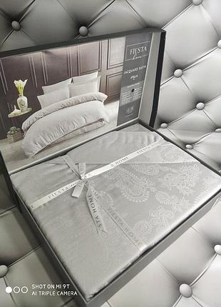 Серое жаккардовое постельное белье. евро размер. 4 наволочки. 100% хлопок. fiesta турция stella