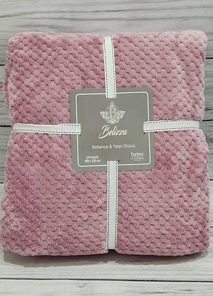 200х220см., плед, покрывало. цвет розовый, пушистый, однотонный. микрофибра. belizza турция.