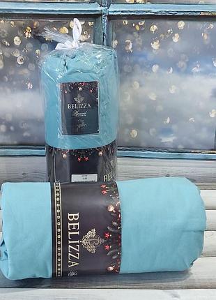 180х200см. фланелевая простынь на резинке, наволочки. голубая. турция belizza. petrol