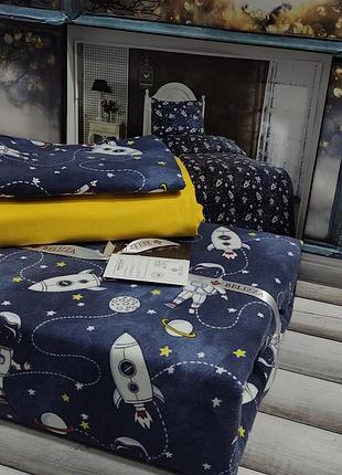 Space полуторный размер. фланелевое детское постельное белье. космос. belizza турция.
