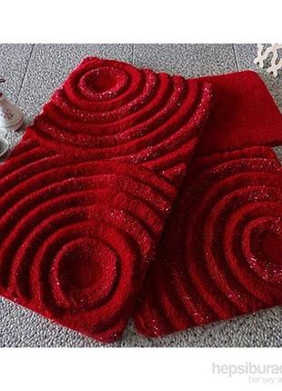 Wave червоні килимки в ванну кімнату. преміальна якість. туреччина