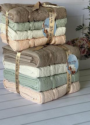 Банные полотенца 70х140см., 4 шт/уп. хлопок mame romb турция