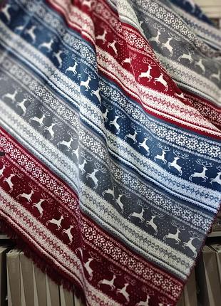 200х240см. зимний плед с оленями. новогодний. теплый и толстый. хлопок. sarar турция.